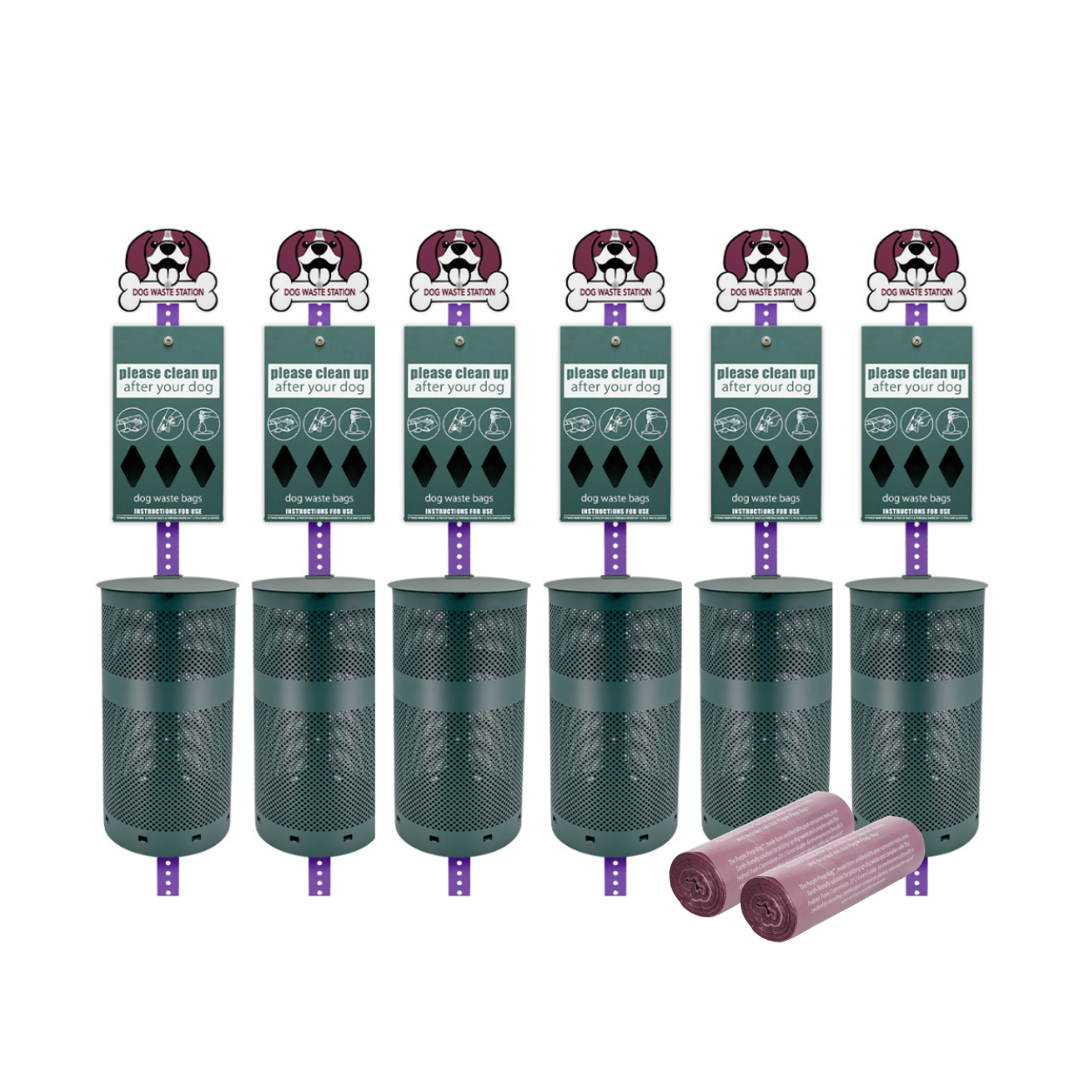 Purple Dog Waste Station Bundle (6 Stations)