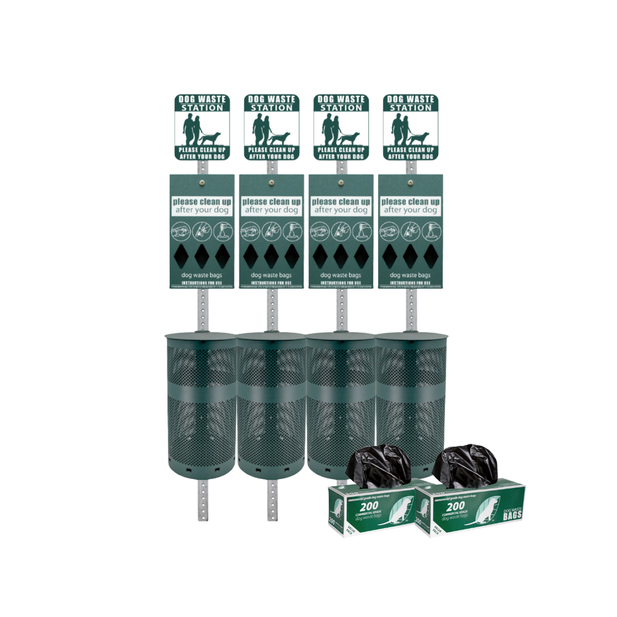 Standard Dog Waste Station Bundle (4 Stations)