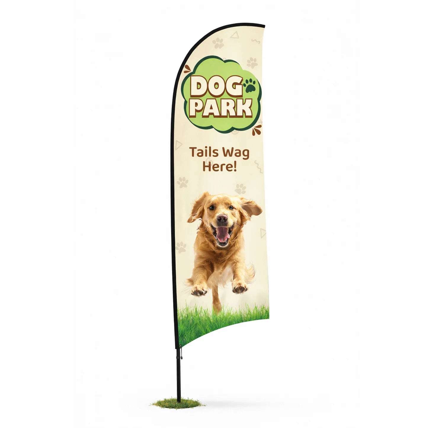 Dog Park Flag Banner Signage – Tails Wag Here