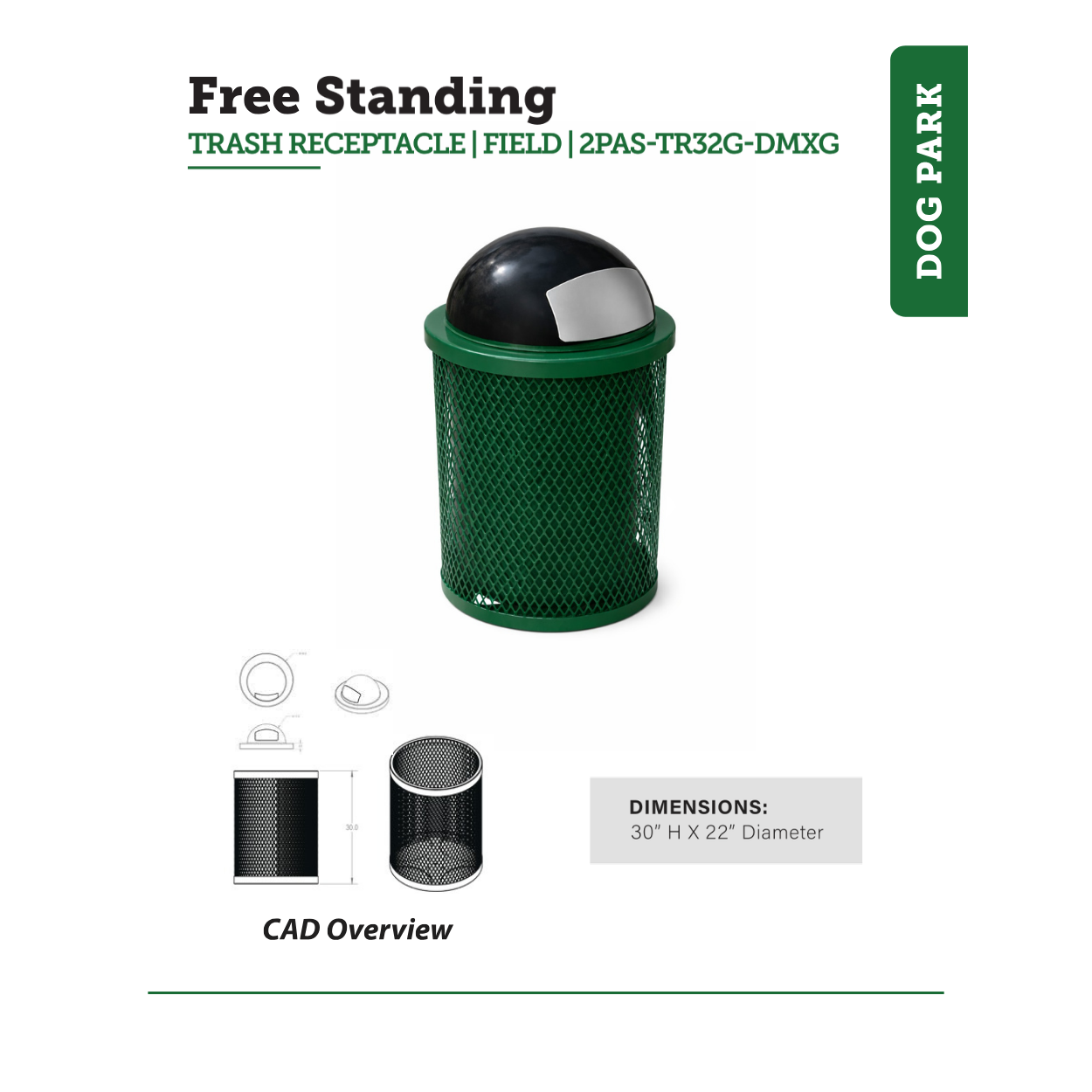 Trash Receptacle with Dome Lid