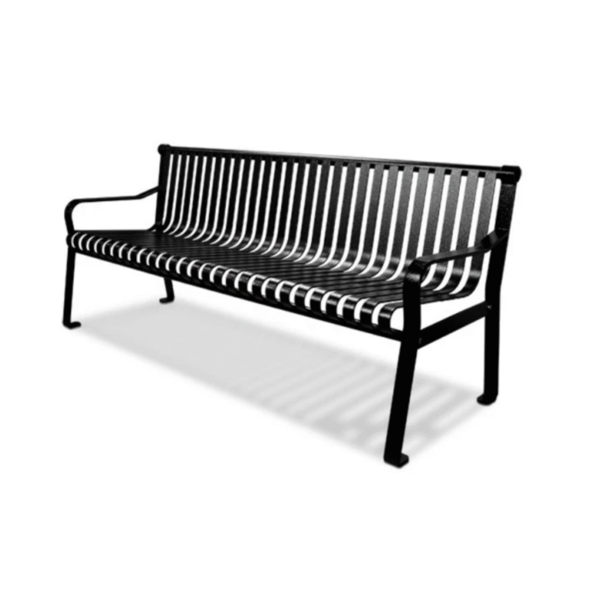 6-ft Slatted Steel Bench With Back
