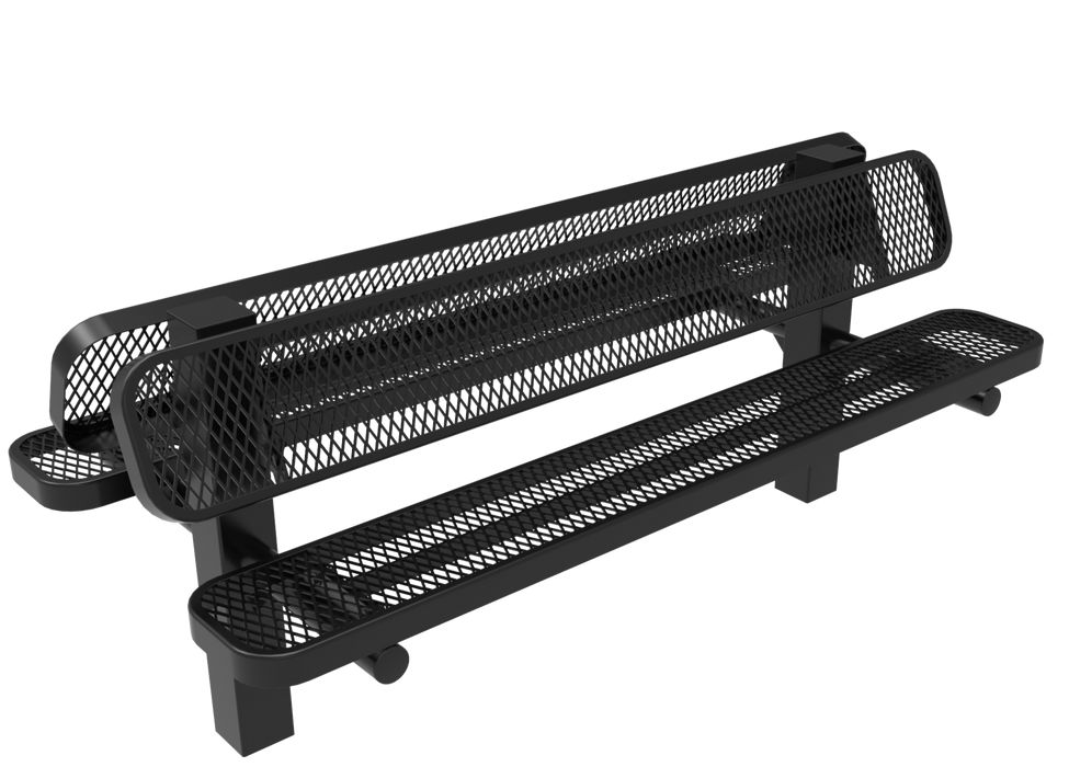 6-ft Double Pedestal Bench with Back