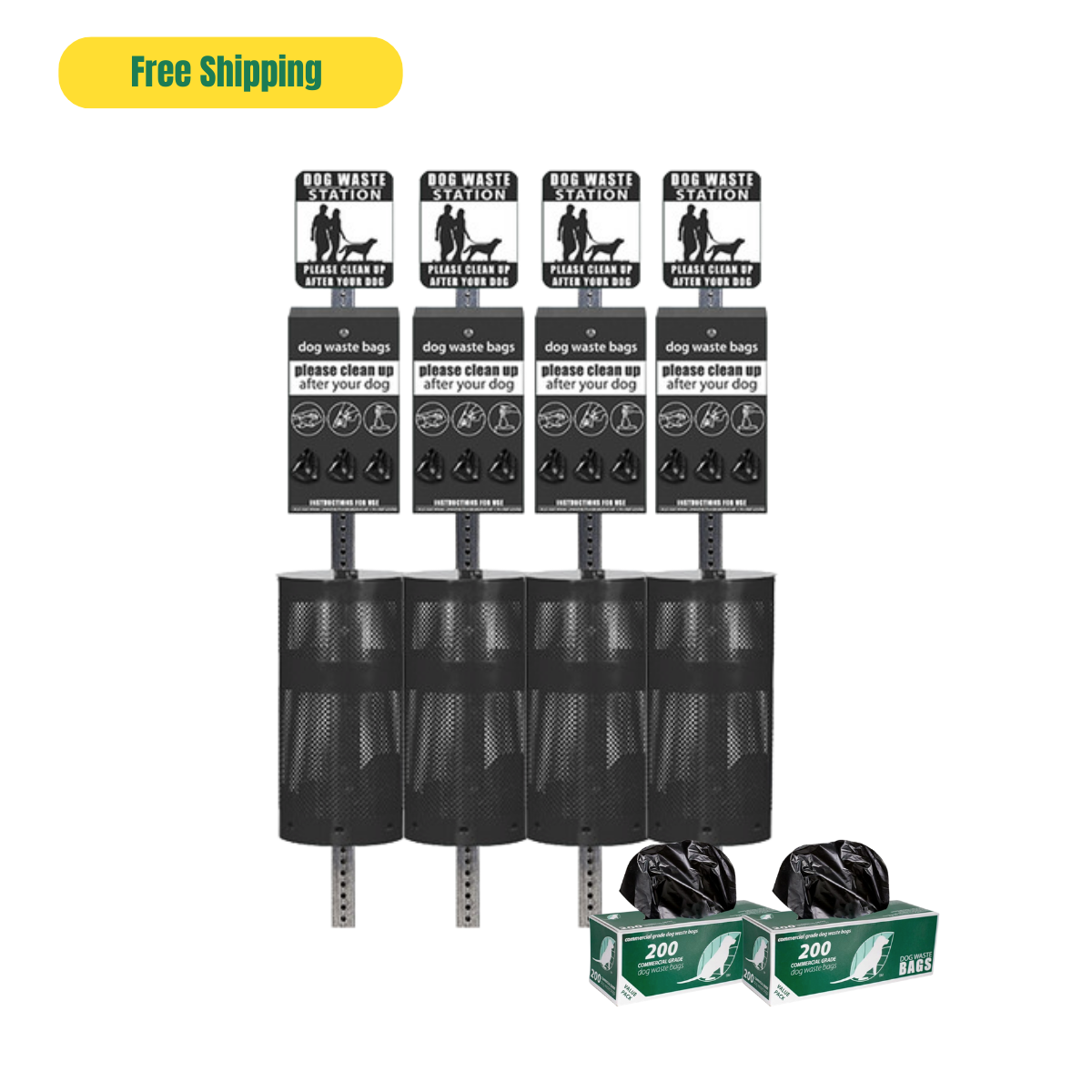 Standard Dog Waste Station Bundle (4 Stations)