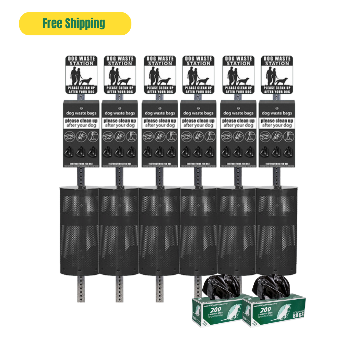 Standard Dog Waste Station Bundle (6 Stations)