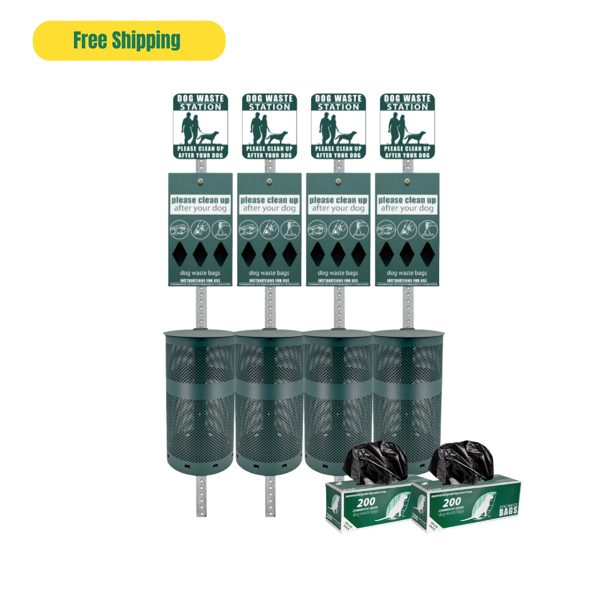 Standard Dog Waste Station Bundle (4 Stations)