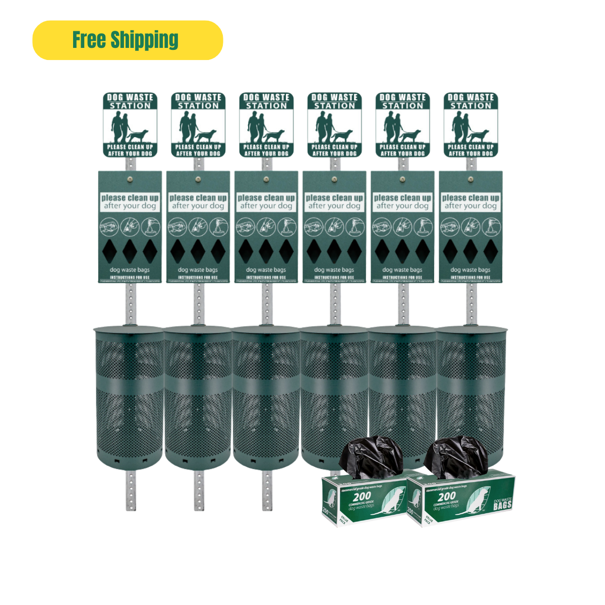 Standard Dog Waste Station Bundle (6 Stations)