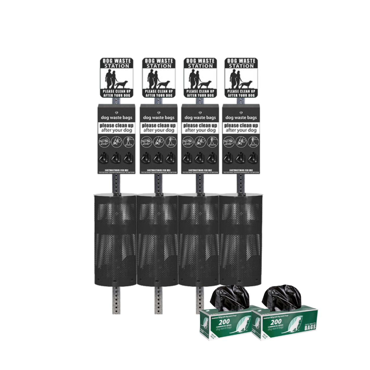 Standard Dog Waste Station Bundle (4 Stations)