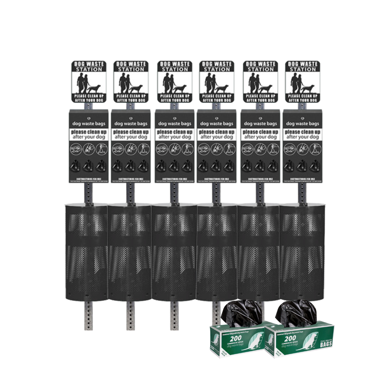 Standard Dog Waste Station Bundle (6 Stations)