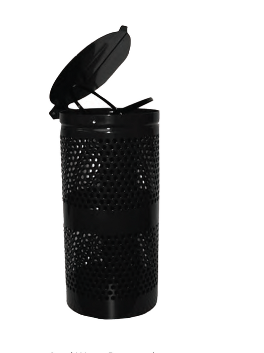 Steel trash receptacle with lid - pet waste