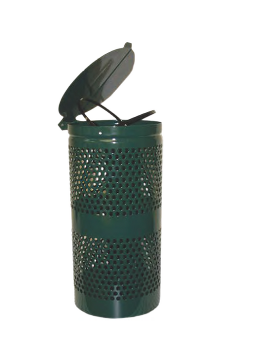 Steel trash receptacle with lid - pet waste