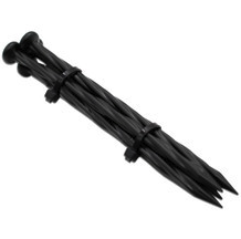 Black metal stakes on a white background
