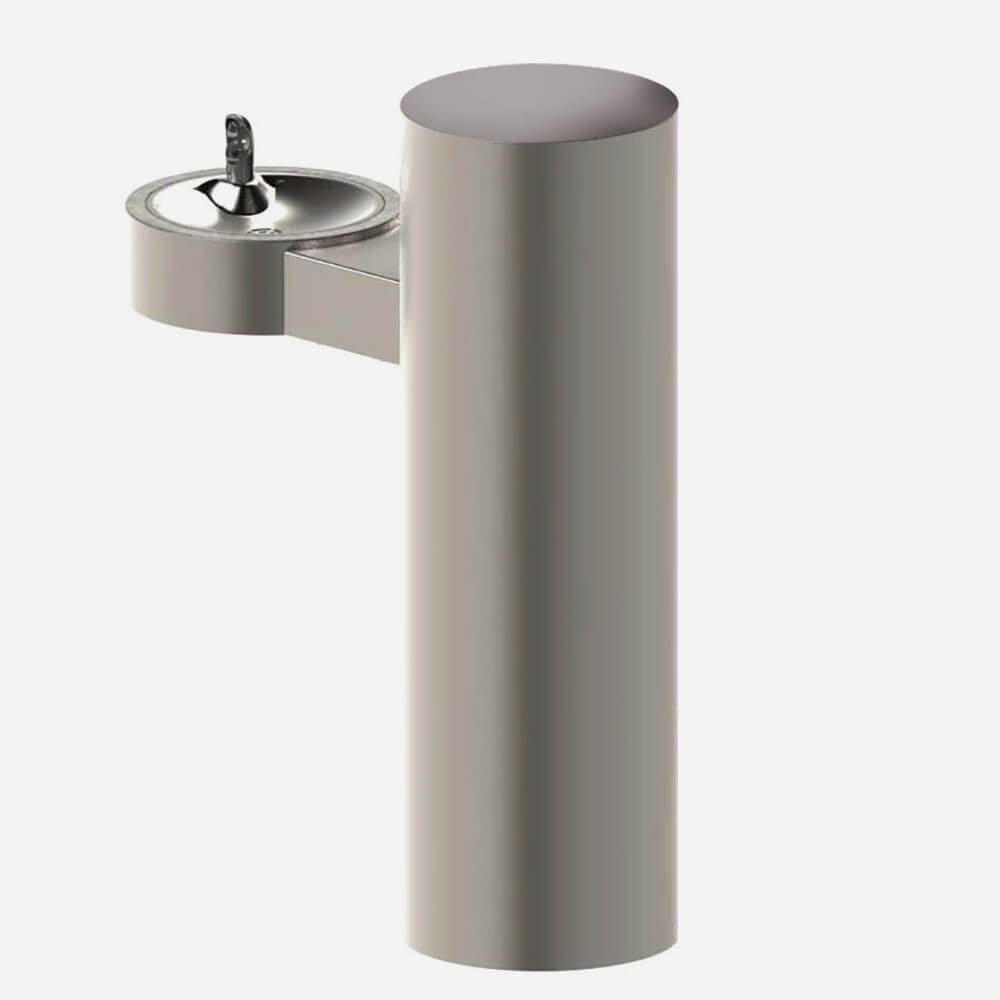 Barrier-Free Round Stainless Steel Pedestal Drinking Fountain