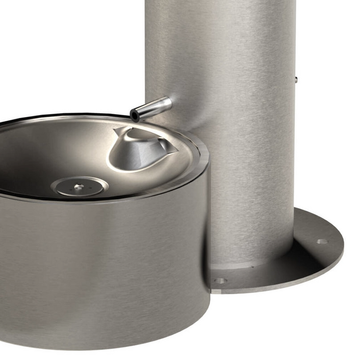 Round Stainless Steel Pedestal drinking fountain with pet fountain receptor