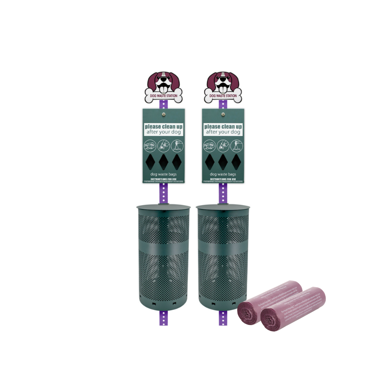 Purple Dog Waste Station Bundle (2 Stations)