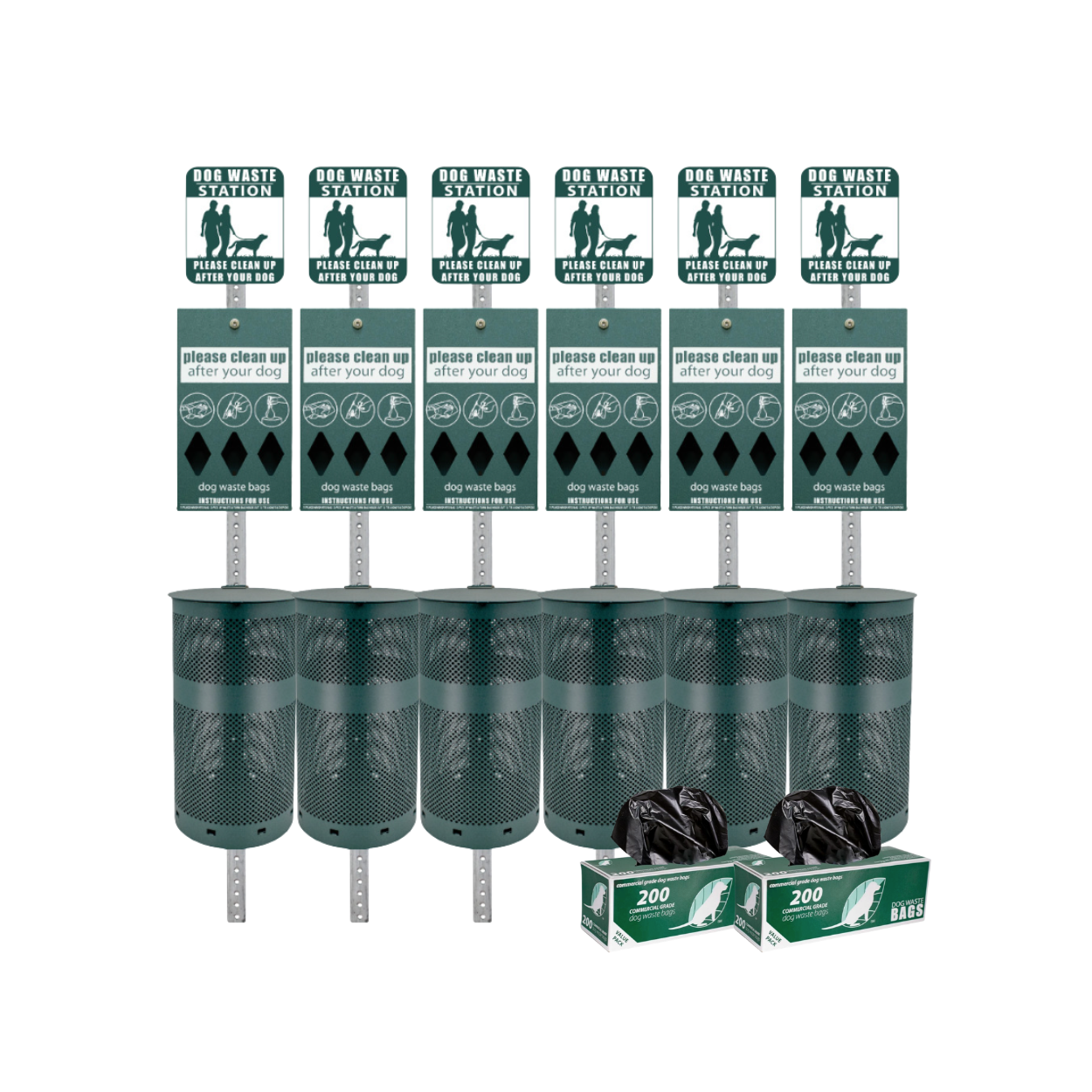 Standard Dog Waste Station Bundle (6 Stations)