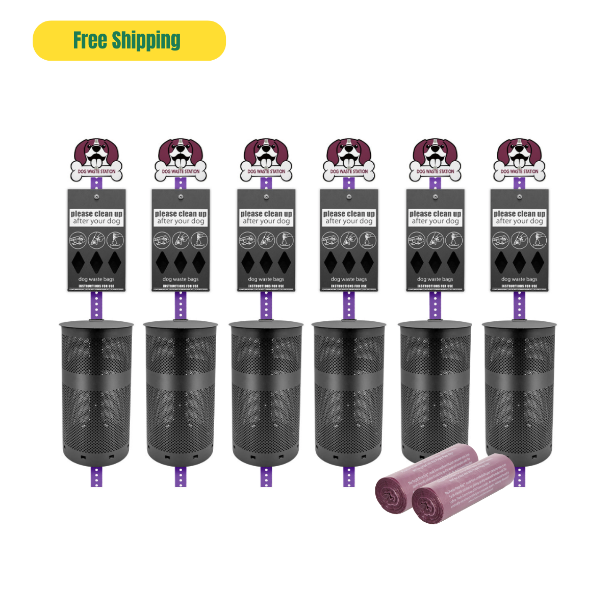 Purple Dog Waste Station Bundle (6 Stations)