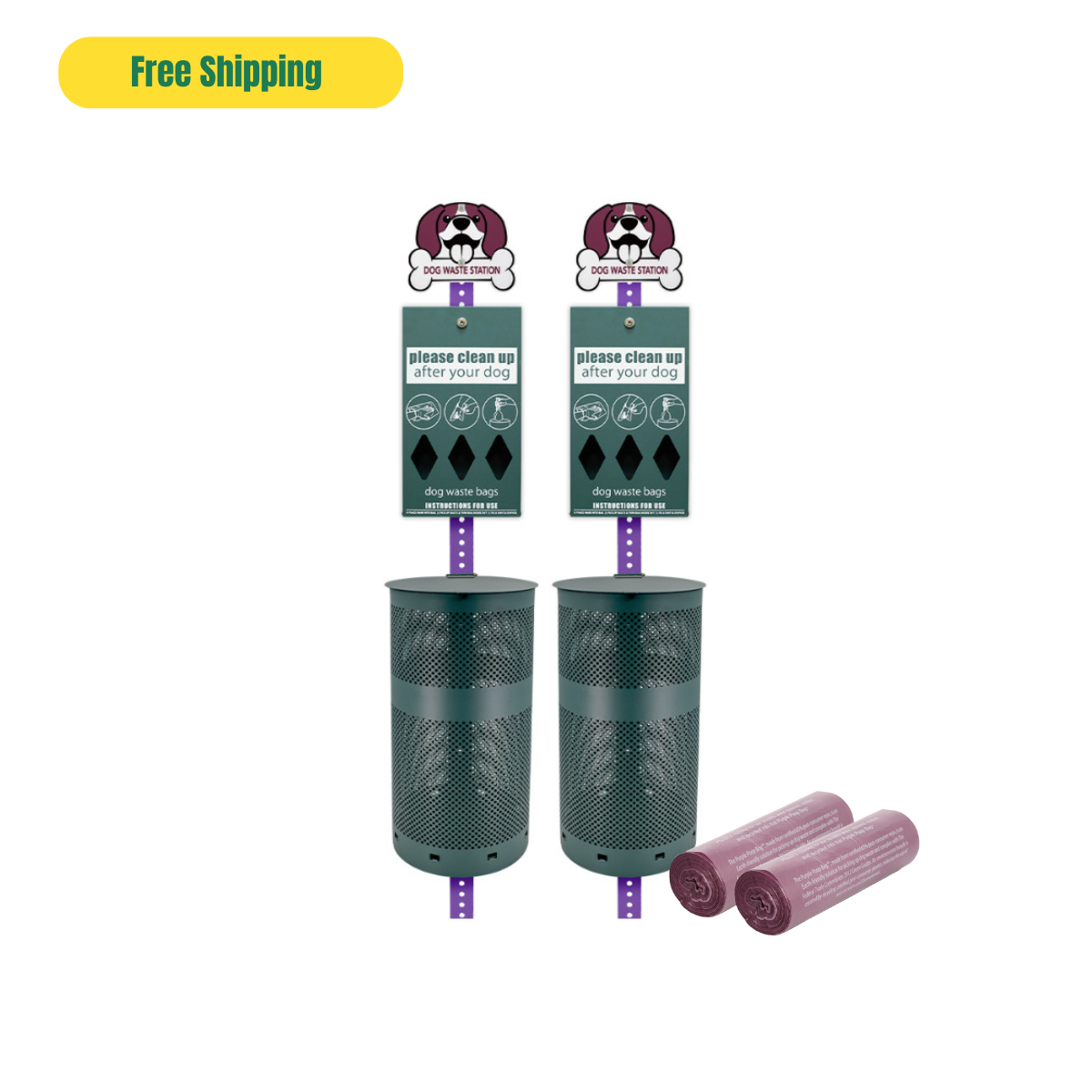 Purple Dog Waste Station Bundle (2 Stations)