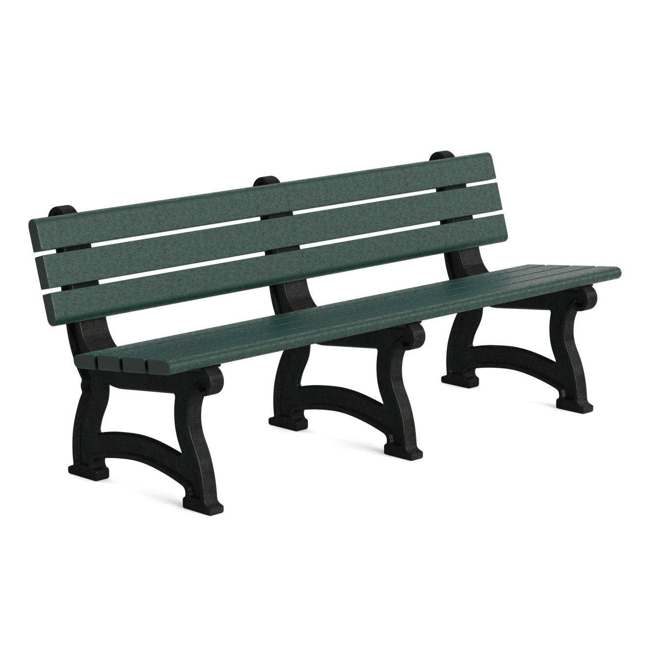 Green bench on a white background