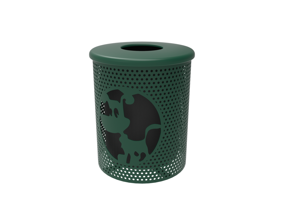 Dog Themed Trash Receptacle with Flattop and Liner