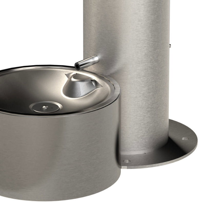 Round Stainless Steel Pedestal drinking fountain with pet fountain receptor
